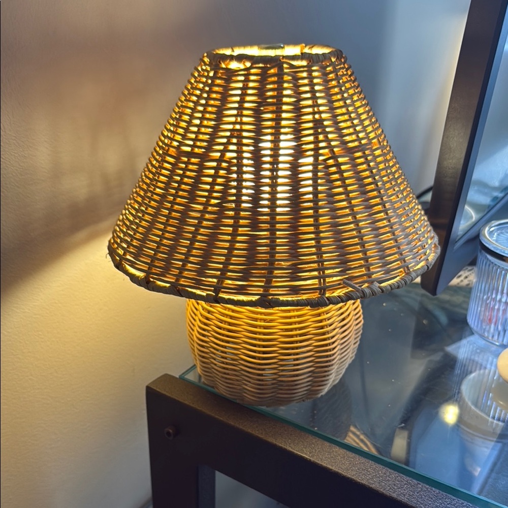 Woven Rattan Table Lamp - Natural Brown